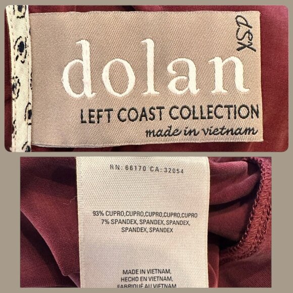 Anthropologie Dolan Burgundy Cupro V-Neck Tunic Dress | XSP Minimalist Layer - Picture 4 of 4